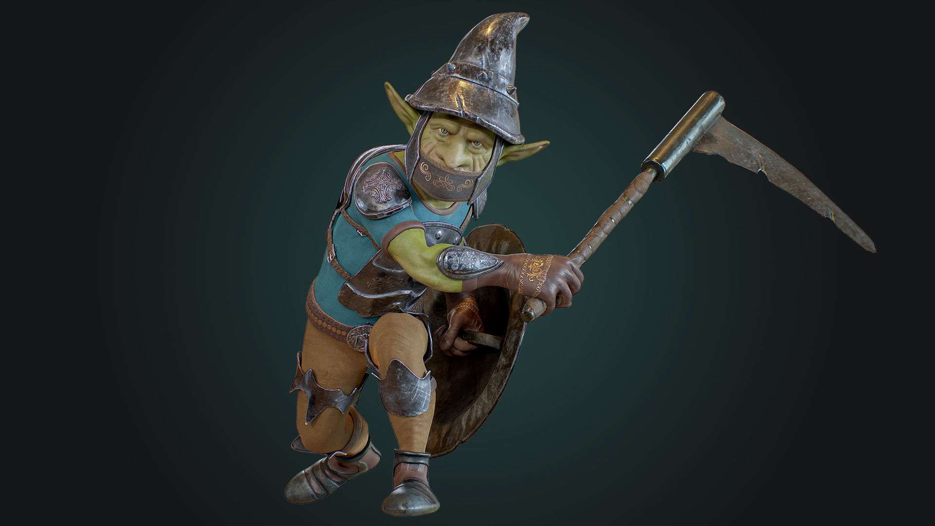 Goblin1 warrior holding shield Low-poly 3D model_14