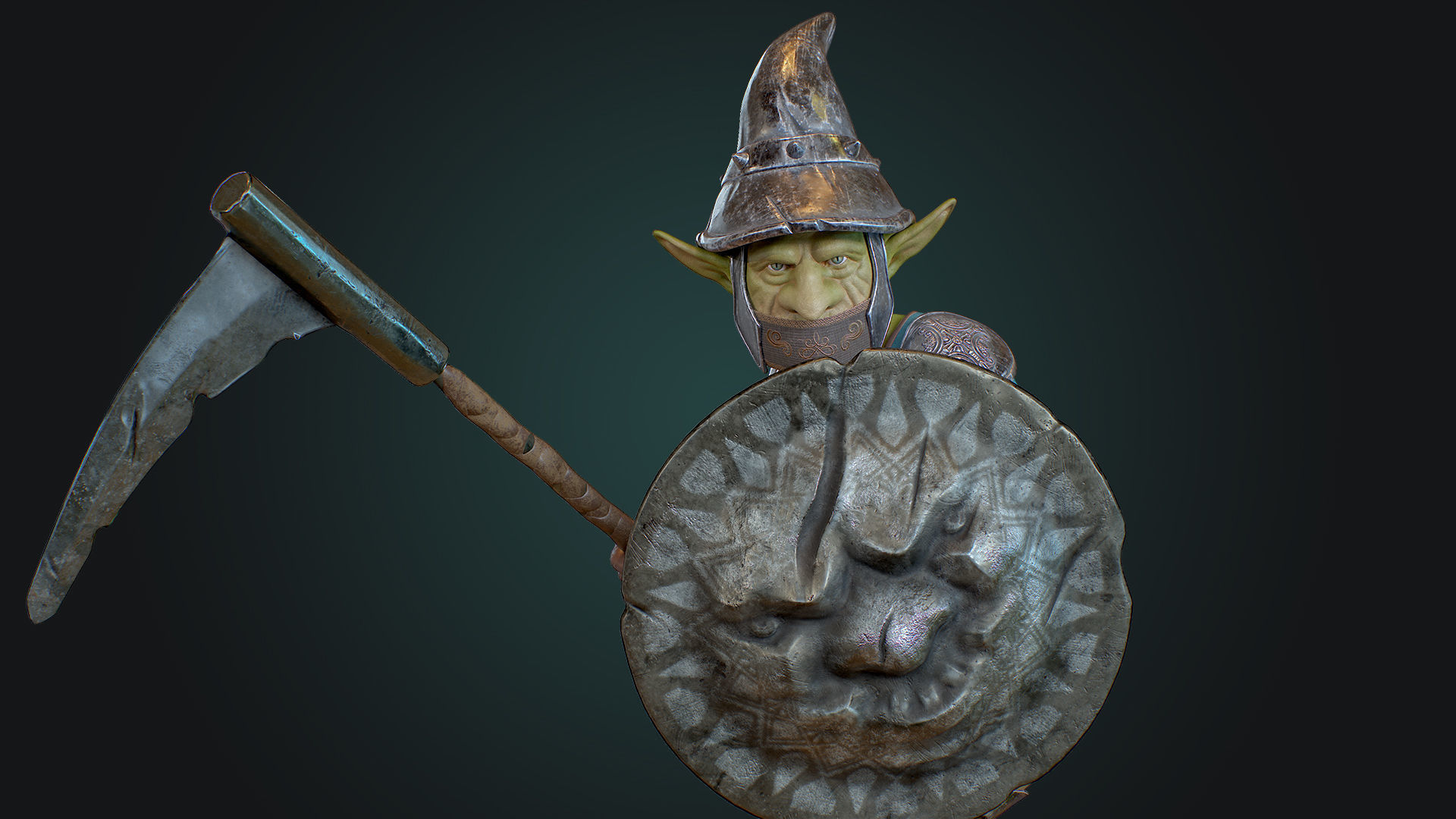 Goblin1 warrior holding shield Low-poly 3D model_17