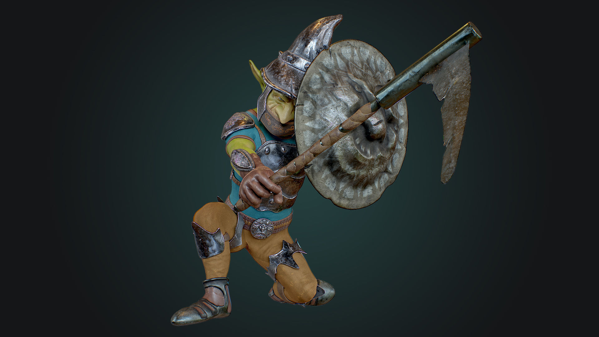 Goblin1 warrior holding shield Low-poly 3D model_9