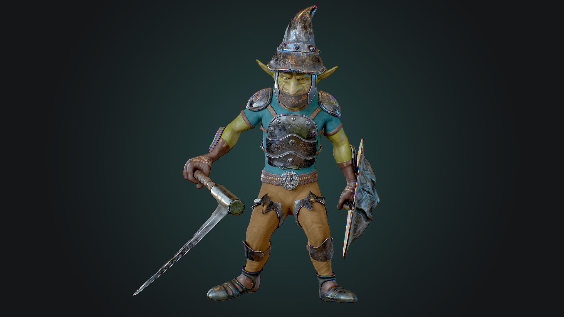 Goblin1 warrior holding shield Low-poly 3D model_15