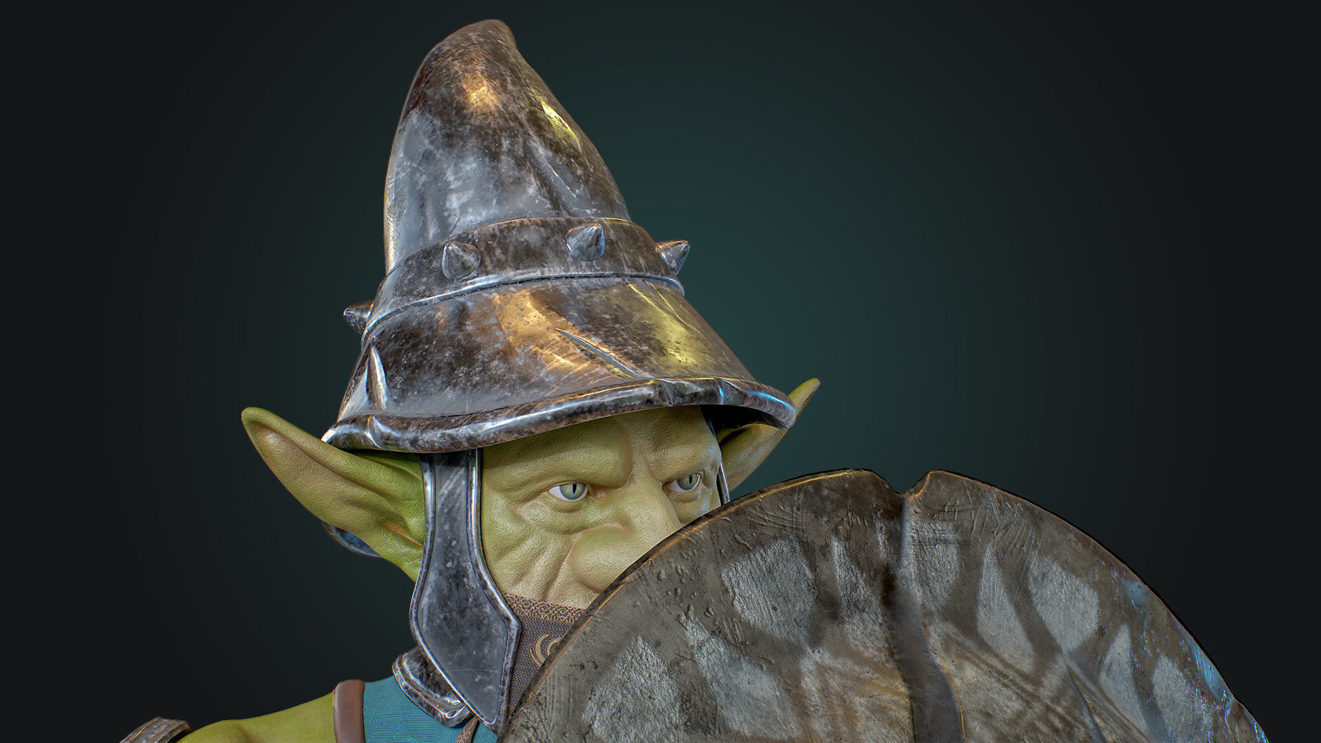 Goblin1 warrior holding shield Low-poly 3D model_10
