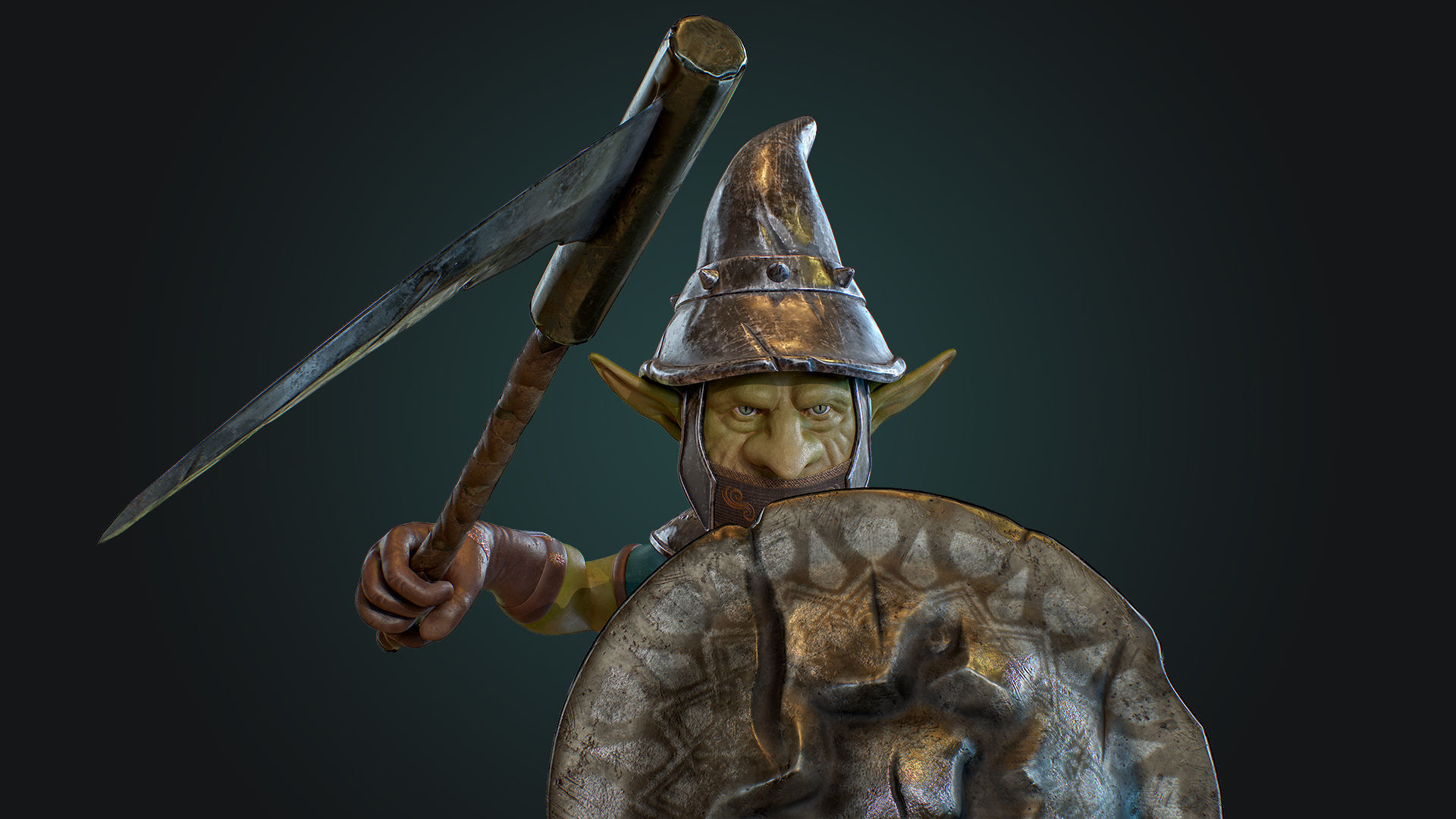 Goblin1 warrior holding shield Low-poly 3D model_34