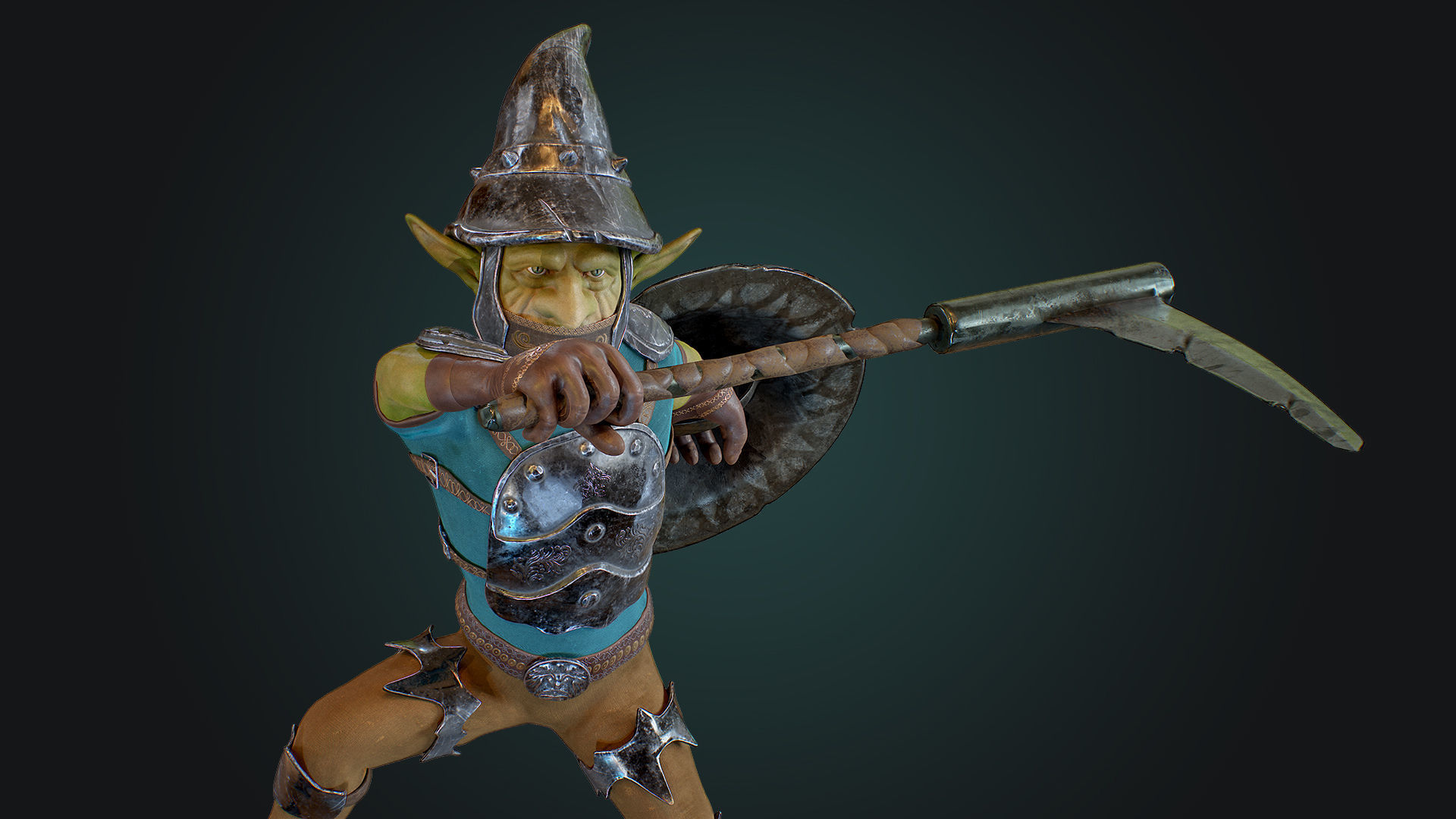 Goblin1 warrior holding shield Low-poly 3D model_7