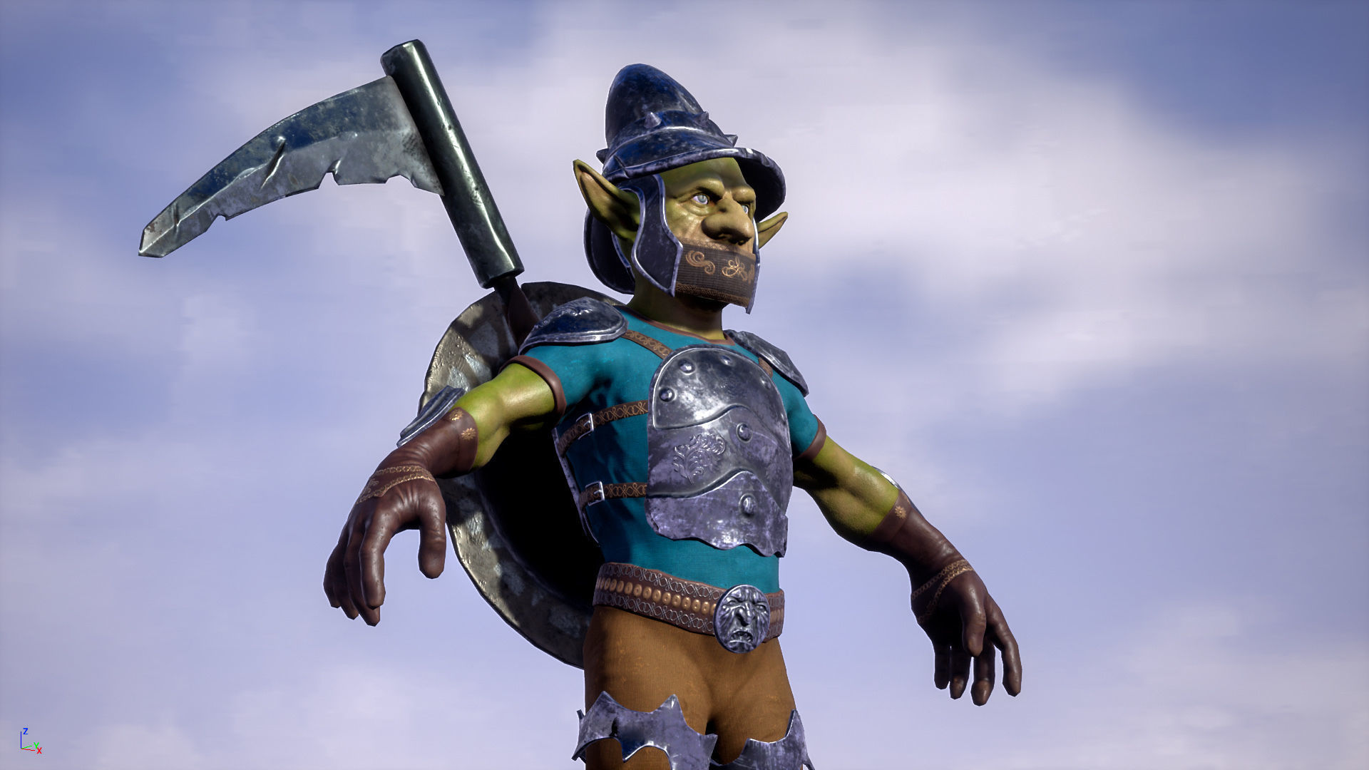 Goblin1 warrior holding shield Low-poly 3D model_24