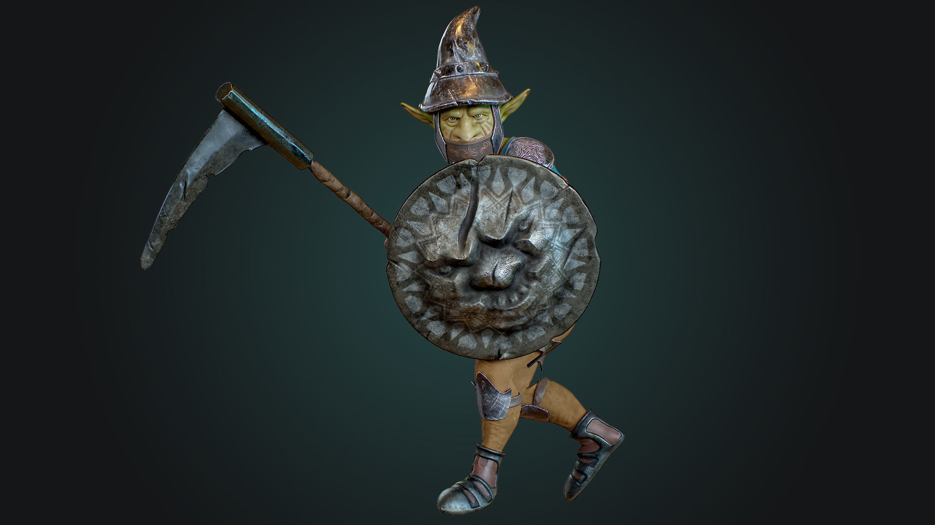 Goblin1 warrior holding shield Low-poly 3D model_16