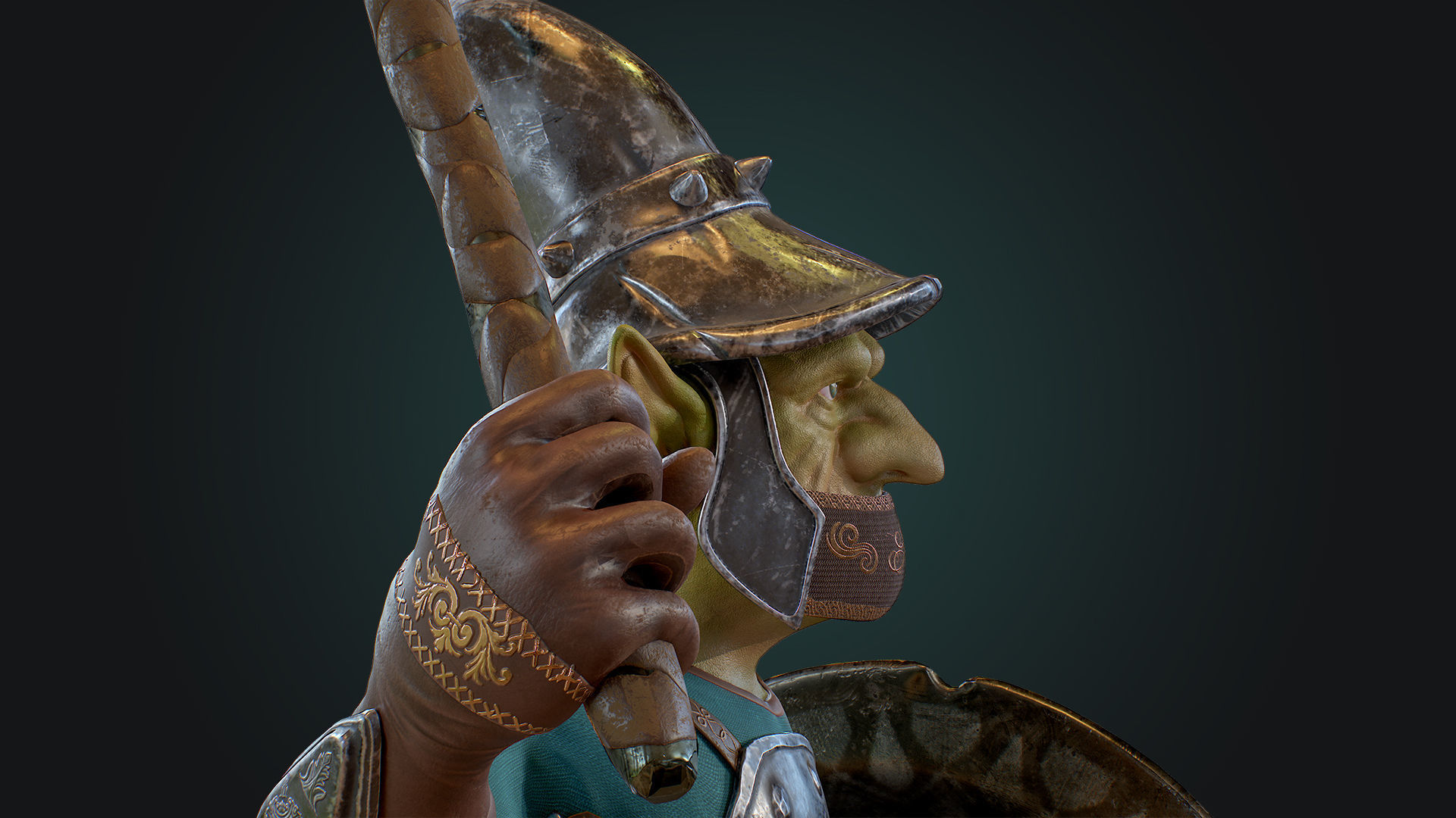 Goblin1 warrior holding shield Low-poly 3D model_2