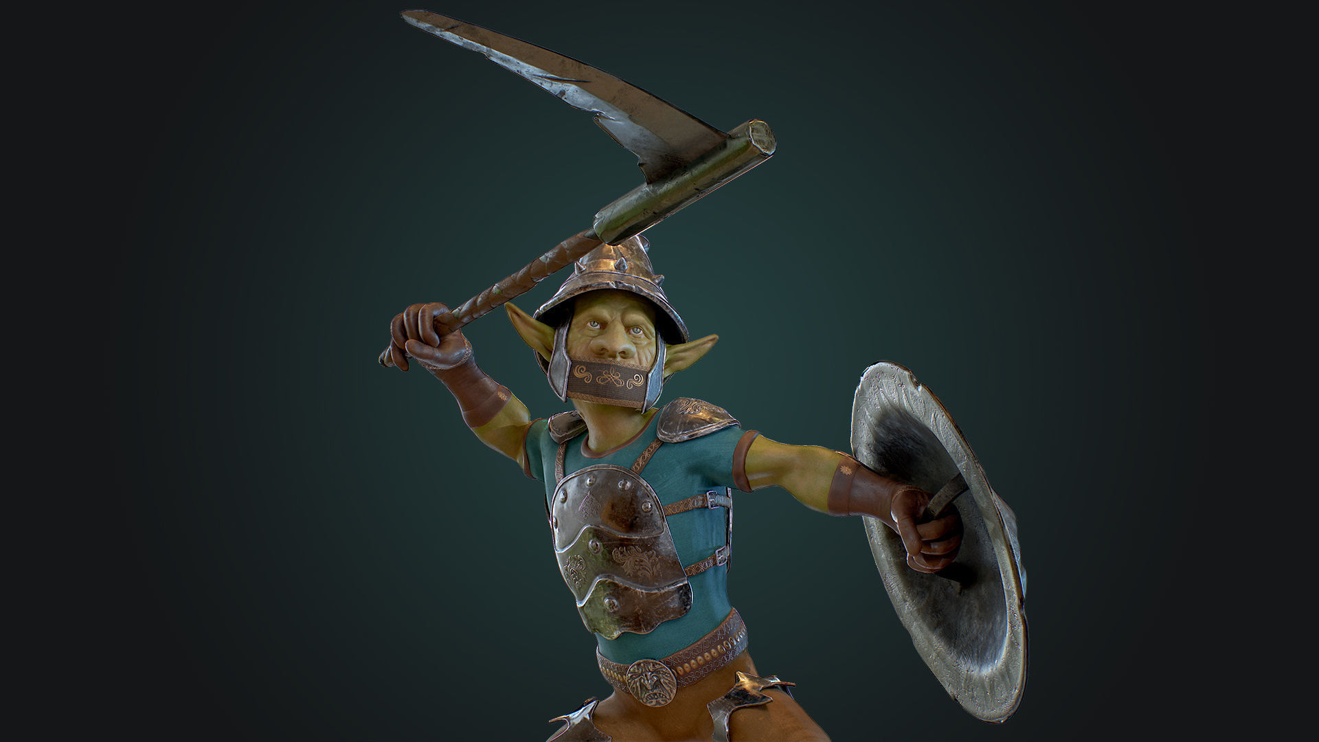 Goblin1 warrior holding shield Low-poly 3D model_13