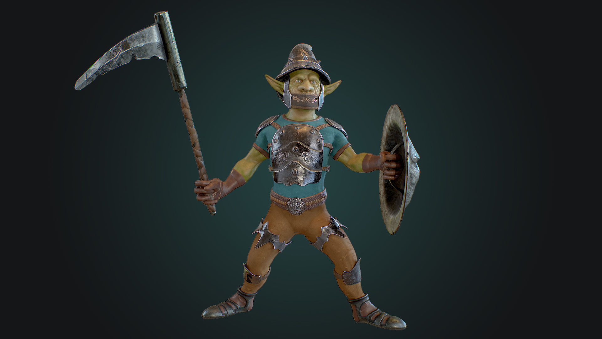 Goblin1 warrior holding shield Low-poly 3D model_21