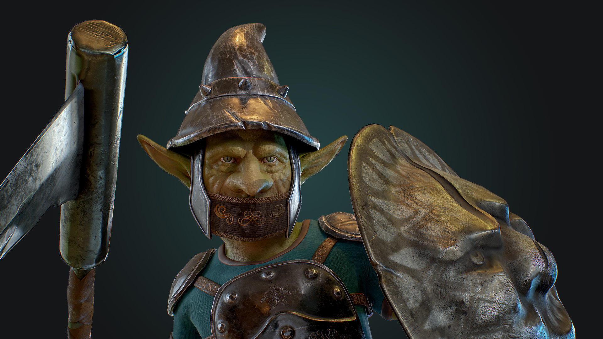 Goblin1 warrior holding shield Low-poly 3D model_12