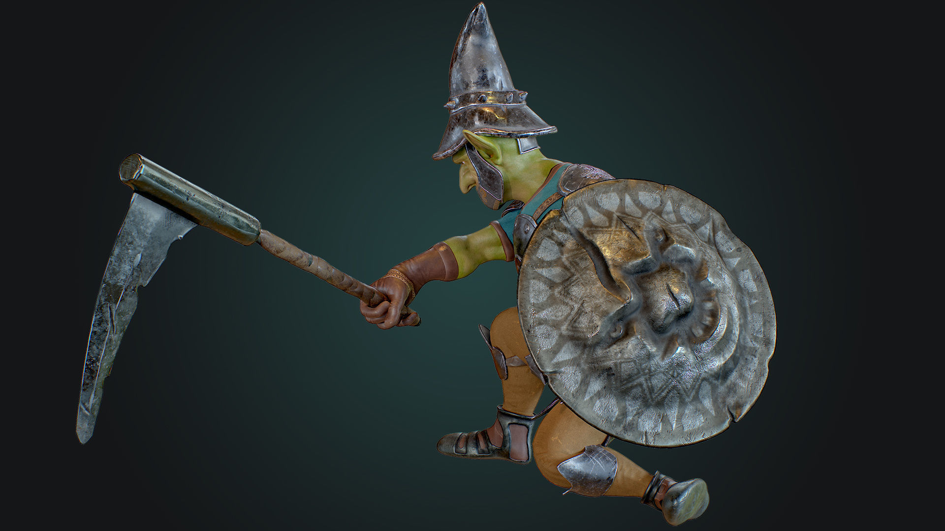 Goblin1 warrior holding shield Low-poly 3D model_8