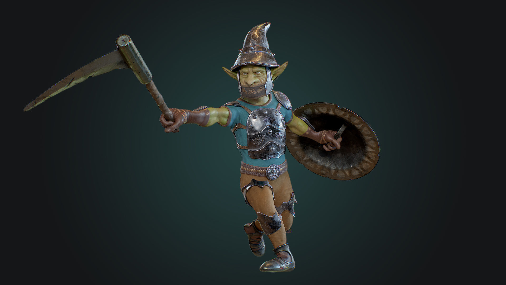 Goblin1 warrior holding shield Low-poly 3D model_30