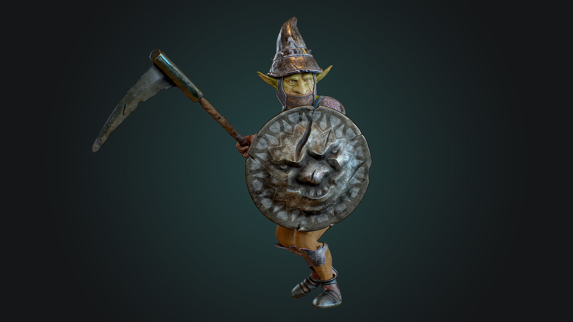 Goblin1 warrior holding shield Low-poly 3D model_19