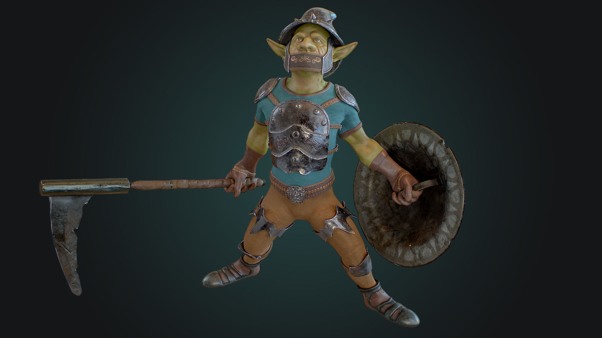 Goblin1 warrior holding shield Low-poly 3D model_20
