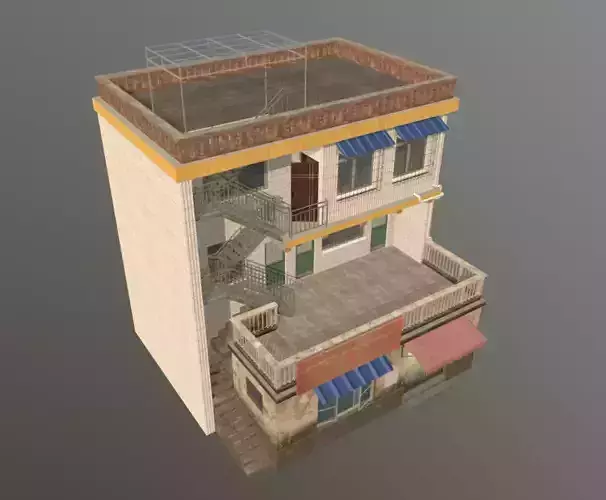 Building houses in small town residential areas Low-poly 3D model