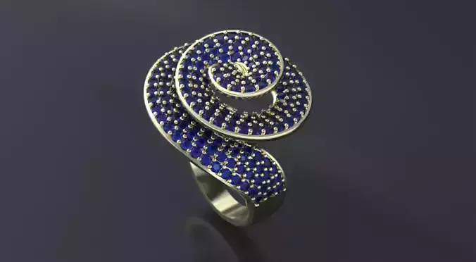 Spiral ring  with gems for CNC or