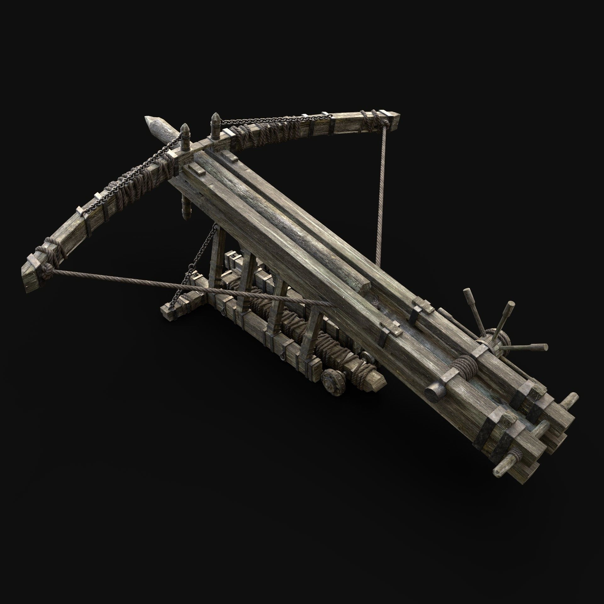 BALLISTA WAR MACHINE MEDIEVAL SIEGE ENGINE WAR BATTLE WEAPON Low-poly 3D model_2