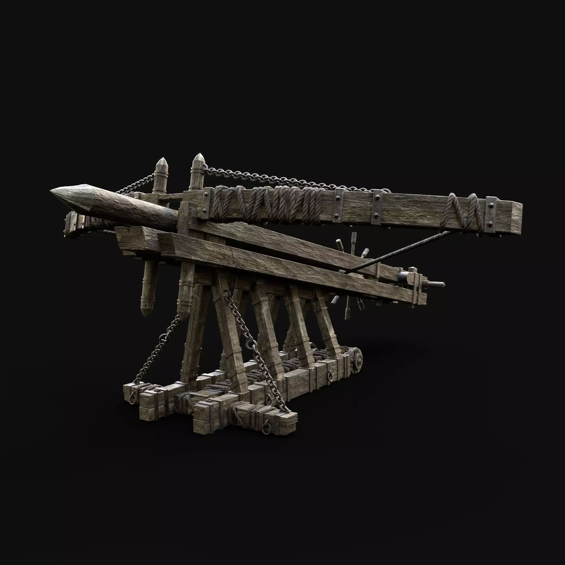 BALLISTA WAR MACHINE MEDIEVAL SIEGE ENGINE WAR BATTLE WEAPON Low-poly 3D model_0
