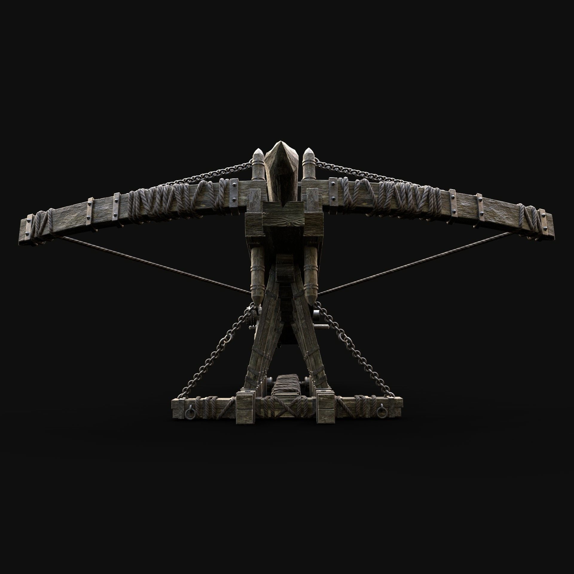 BALLISTA WAR MACHINE MEDIEVAL SIEGE ENGINE WAR BATTLE WEAPON Low-poly 3D model_6