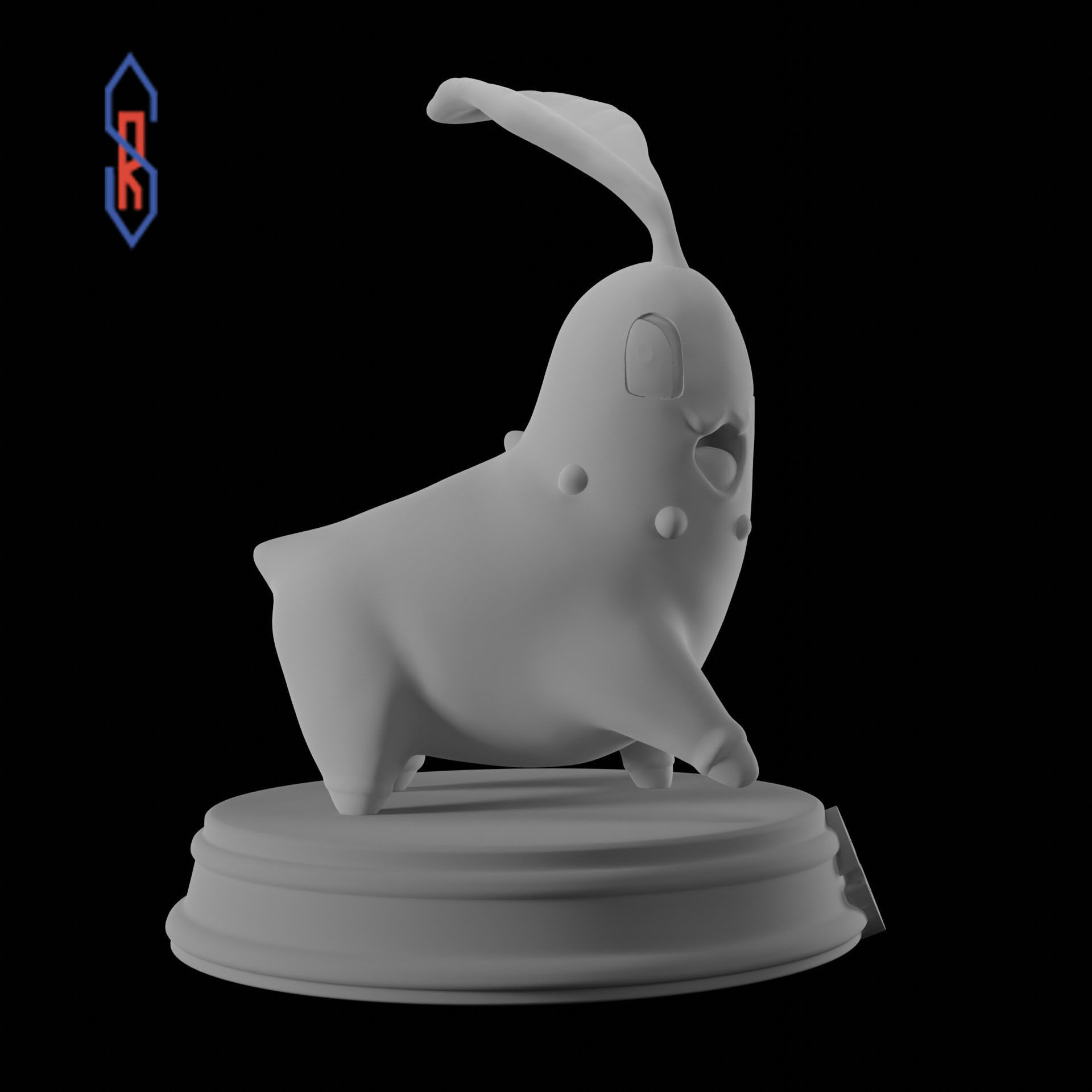 Chikorita pokemon figurine 3D print model_2