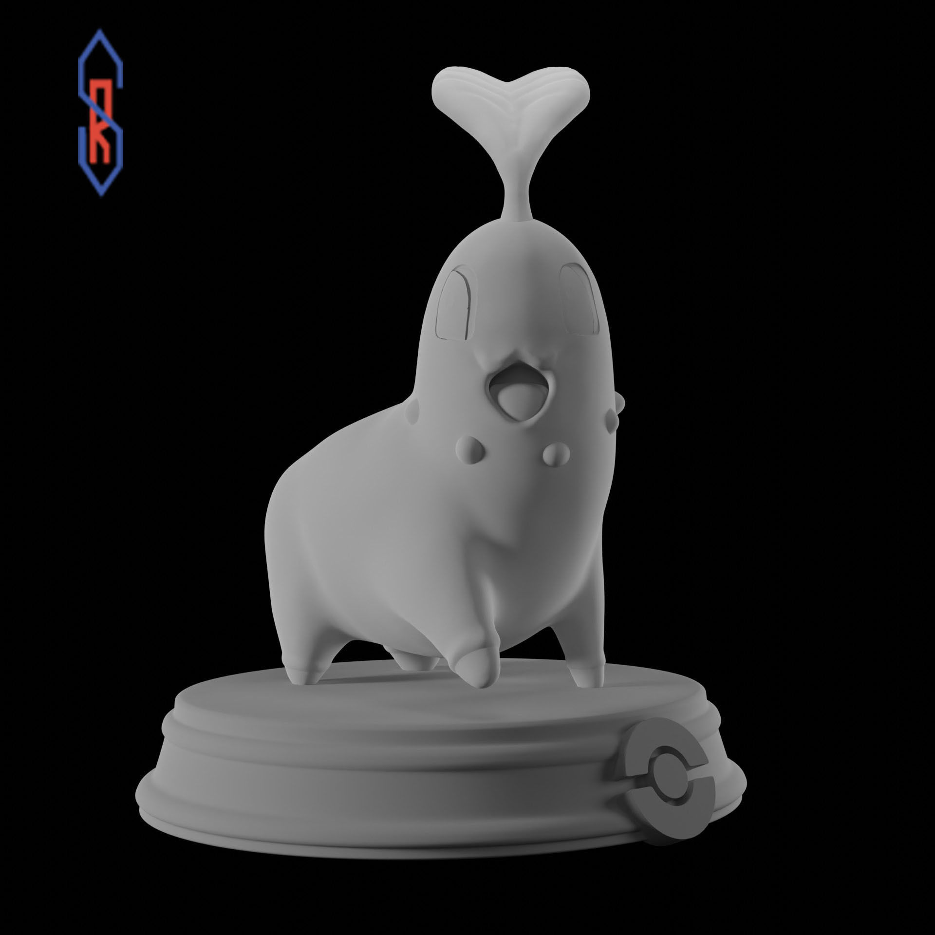 Chikorita pokemon figurine 3D print model_1