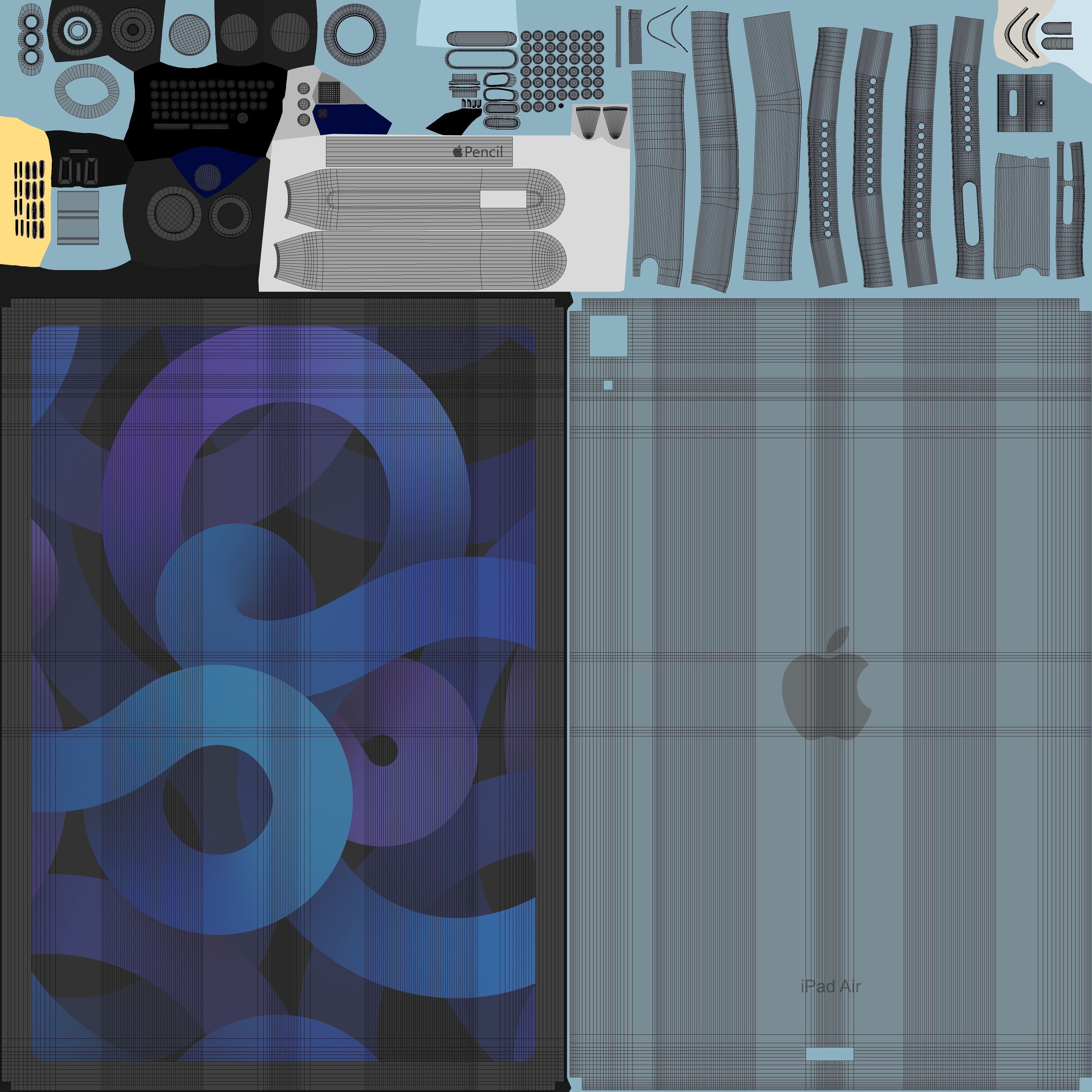 iPad Air Blue 2022 3D model_11