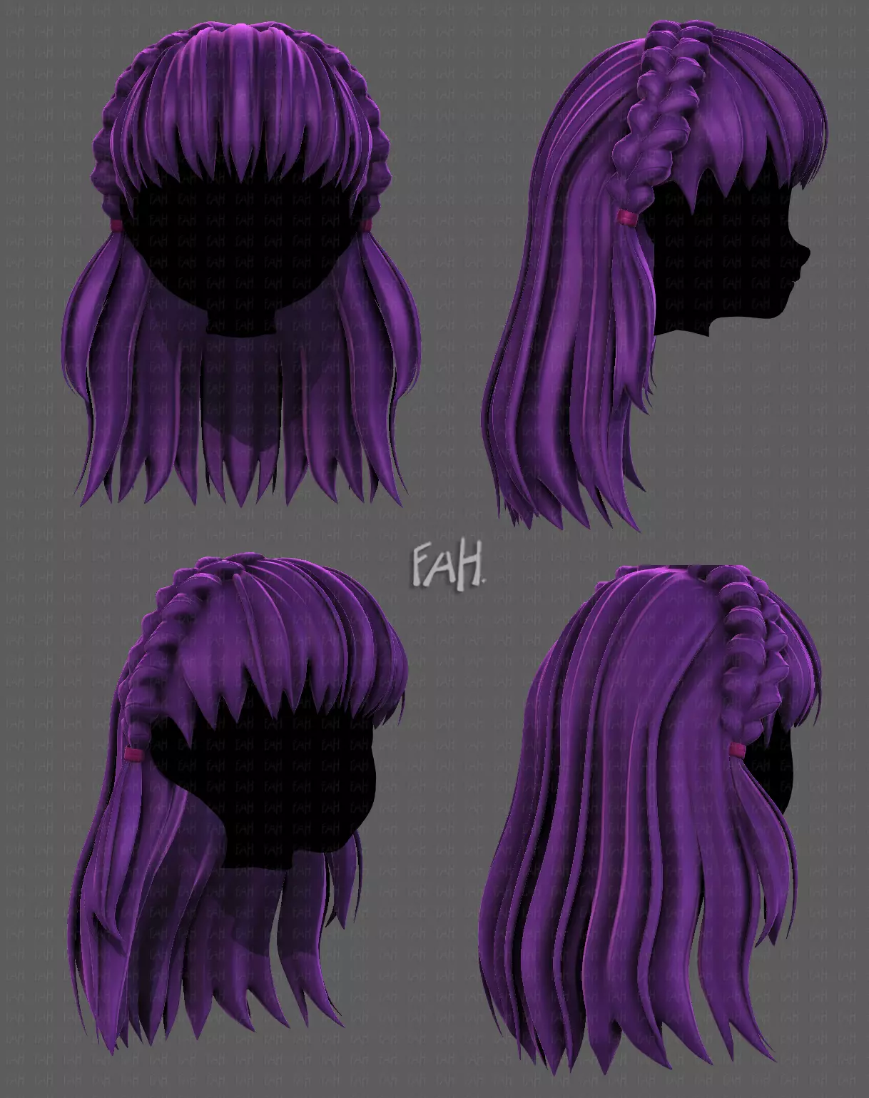 3D Hair style for girl V101 Low-poly 3D model_0