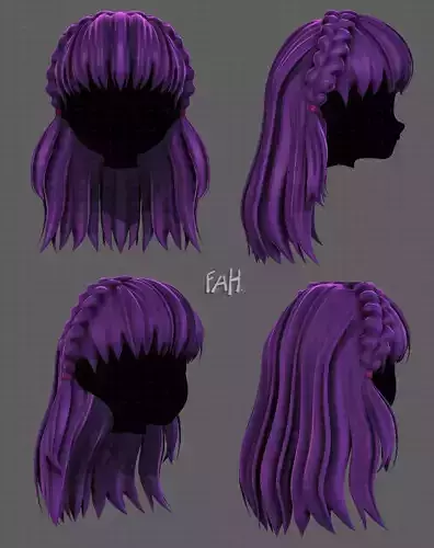 3D Hair style for girl V101 Low-poly 3D model