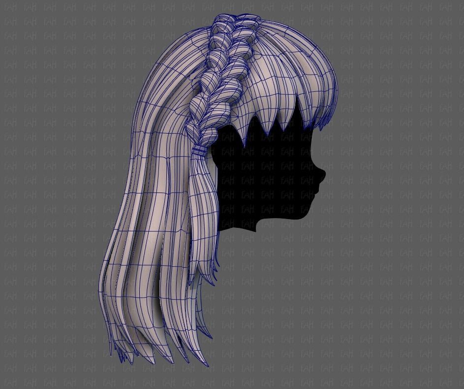 3D Hair style for girl V101 Low-poly 3D model_11