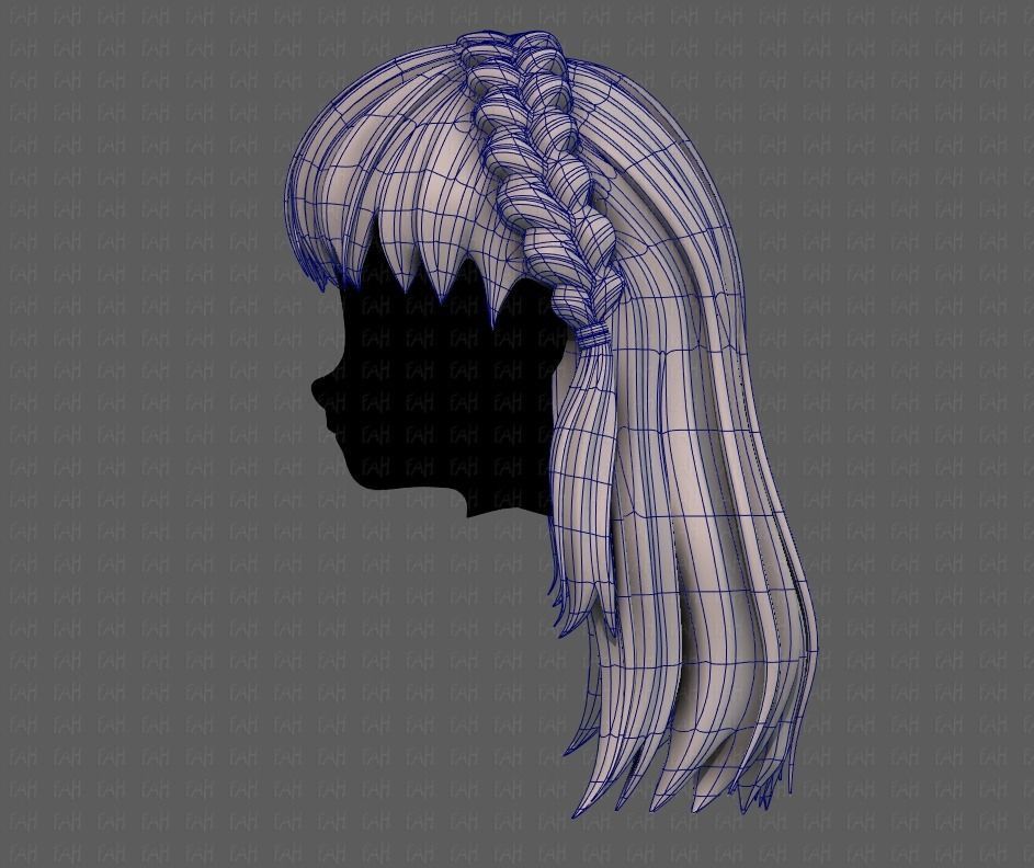 3D Hair style for girl V101 Low-poly 3D model_15
