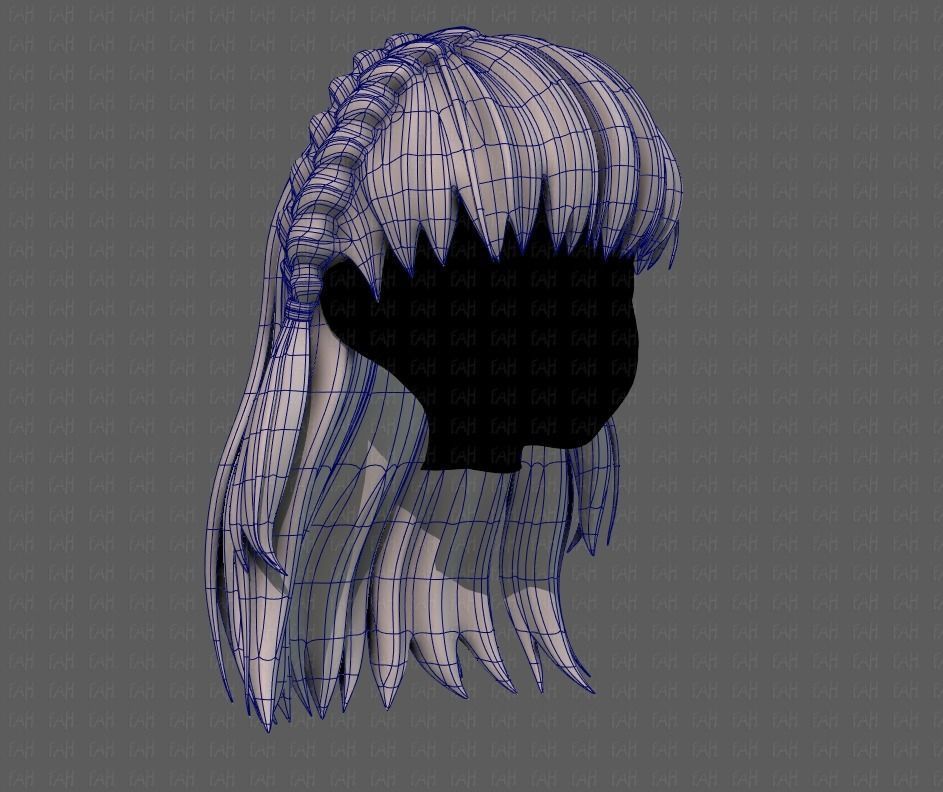 3D Hair style for girl V101 Low-poly 3D model_10