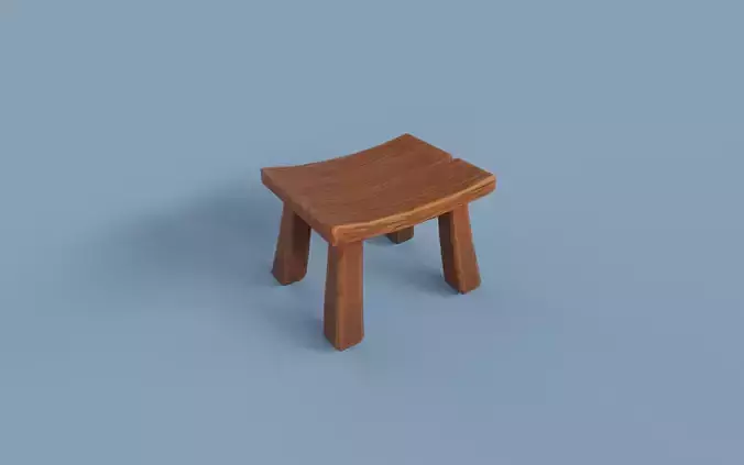 Low-Poly Game Ready Stool wooden Low-poly 3D model