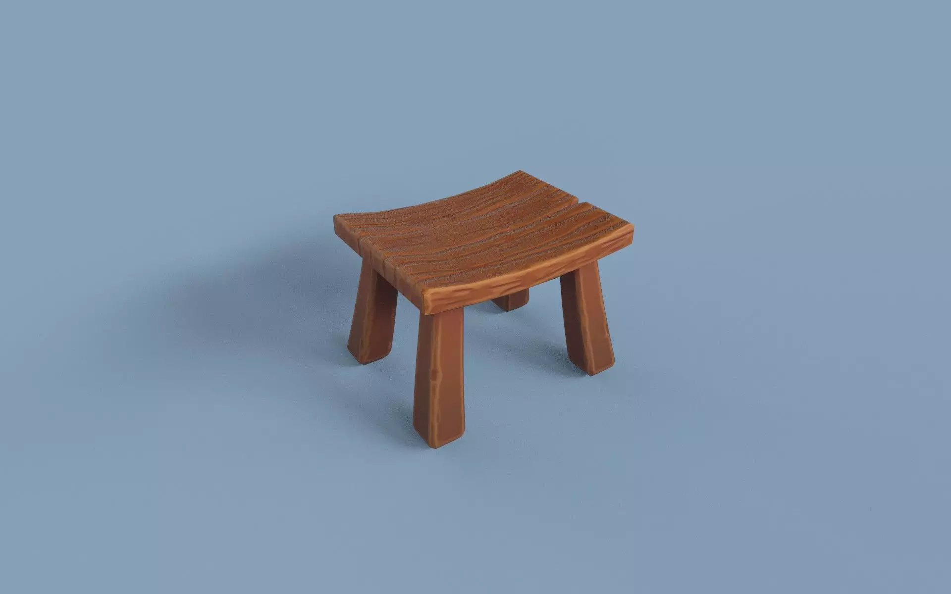 Low-Poly Game Ready Stool wooden Low-poly 3D model_0