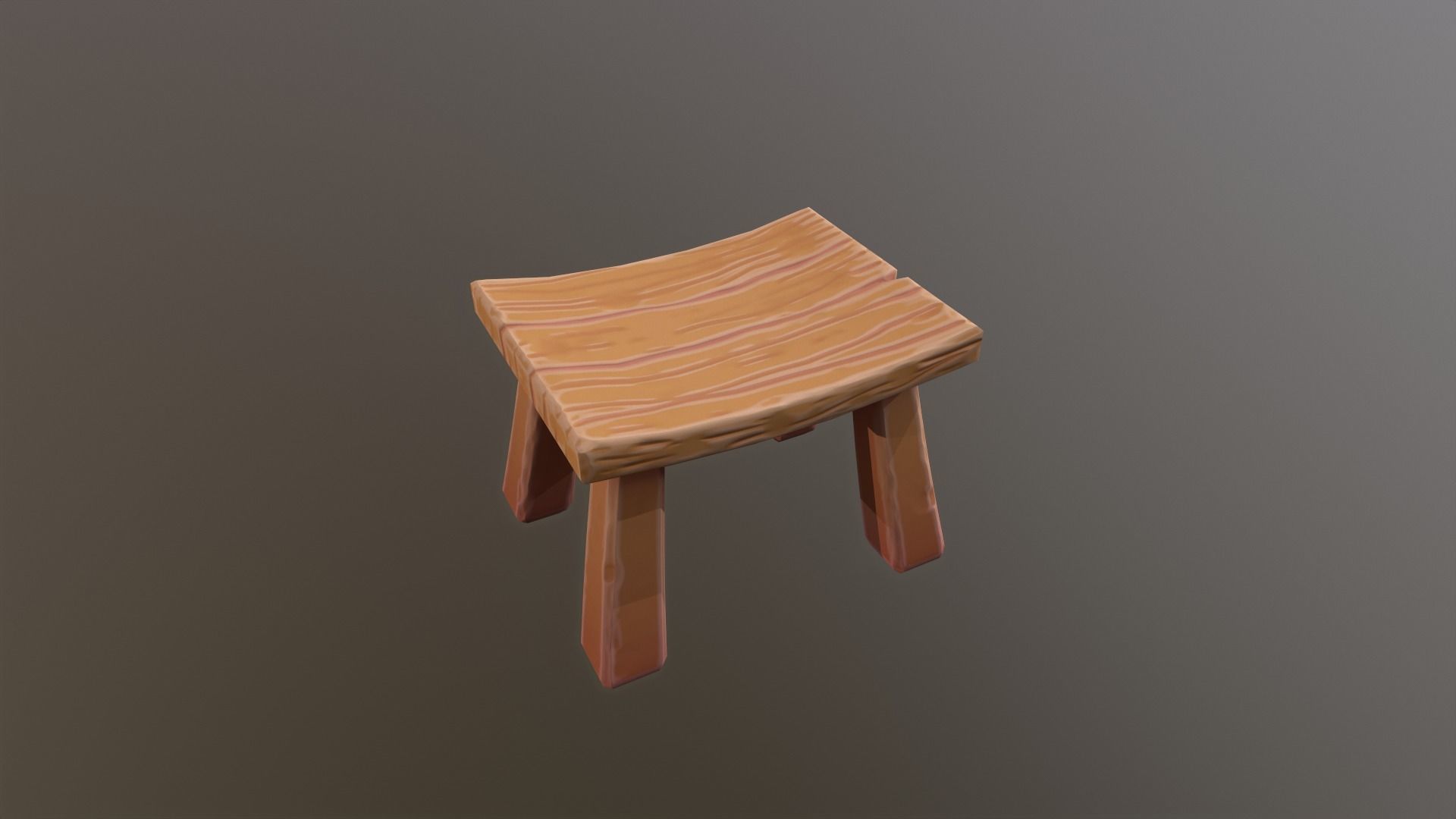 Low-Poly Game Ready Stool wooden Low-poly 3D model_2