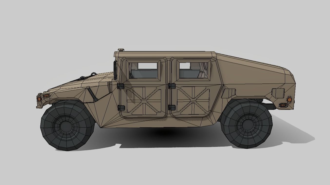 Humvee Low Poly Low-poly 3D model_4