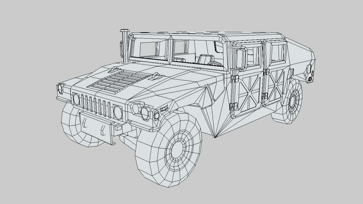 Humvee Low Poly Low-poly 3D model_2