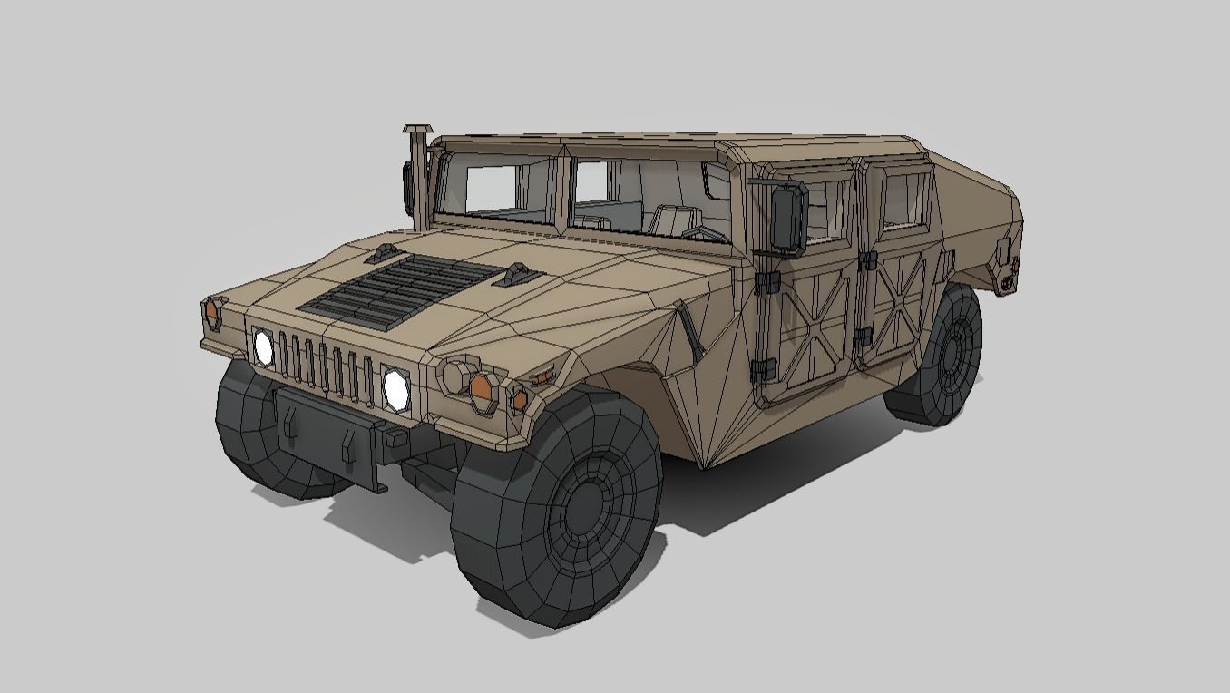 Humvee Low Poly Low-poly 3D model_1
