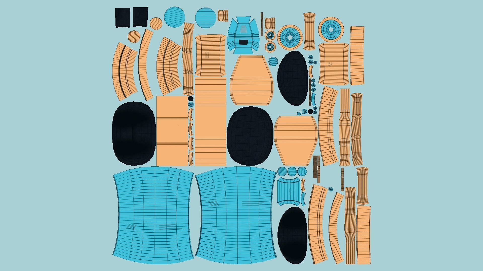 Jetpack A07 Blue Orange - SciFi Character Design Low-poly 3D model_5