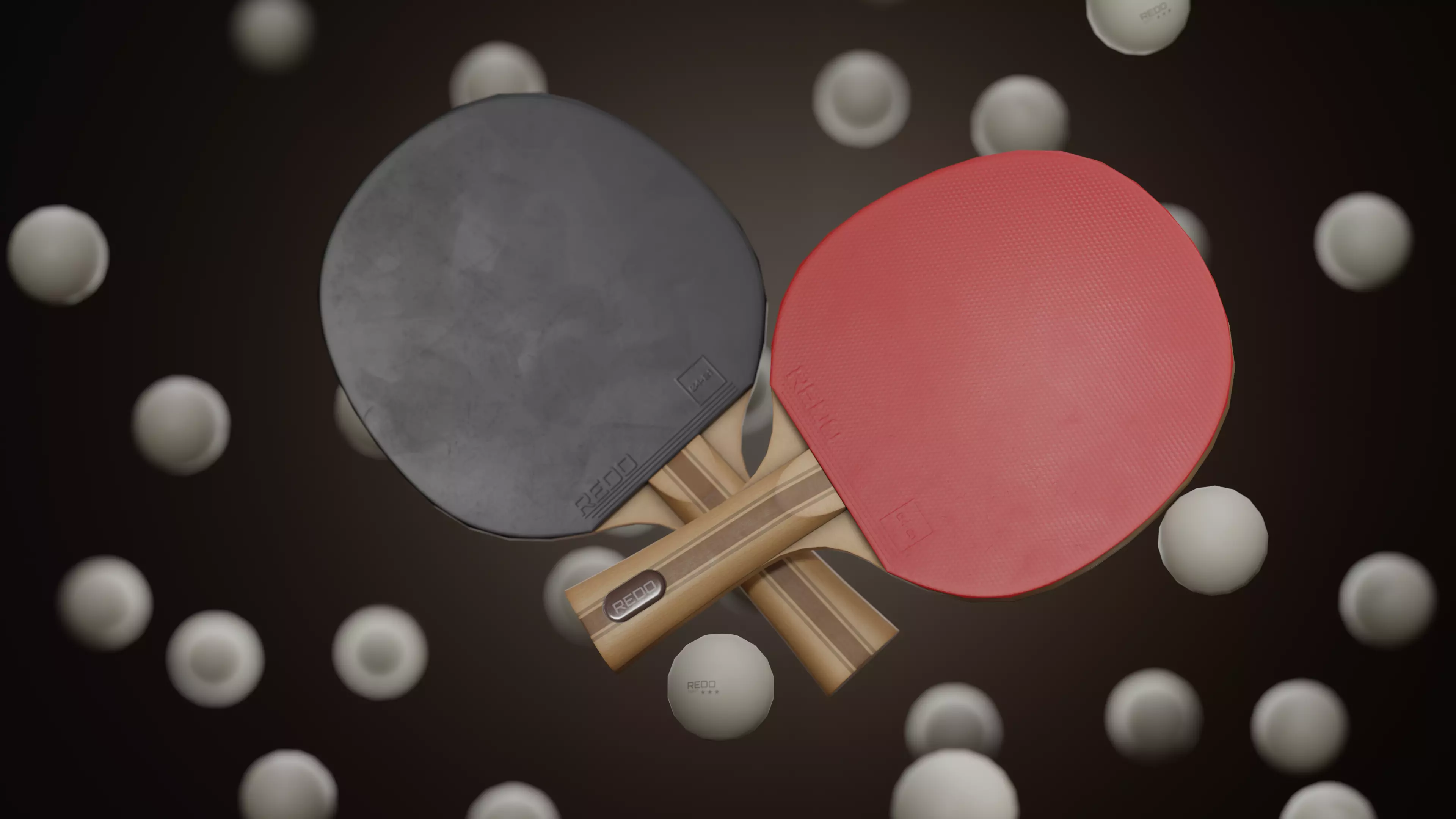 Ping Pong Tennis Rackets Low-poly 3D model