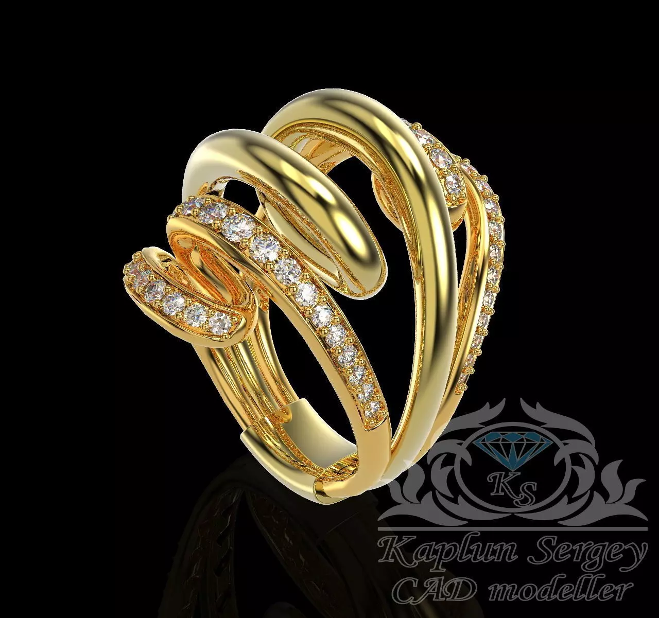 Spiral ring 3D print model