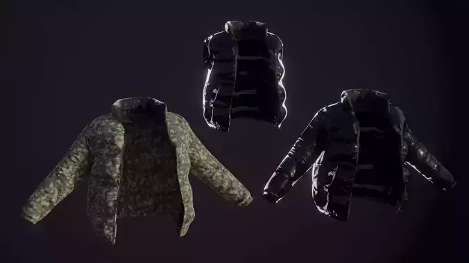 Puffy Jacket and Vest Low-poly 3D model