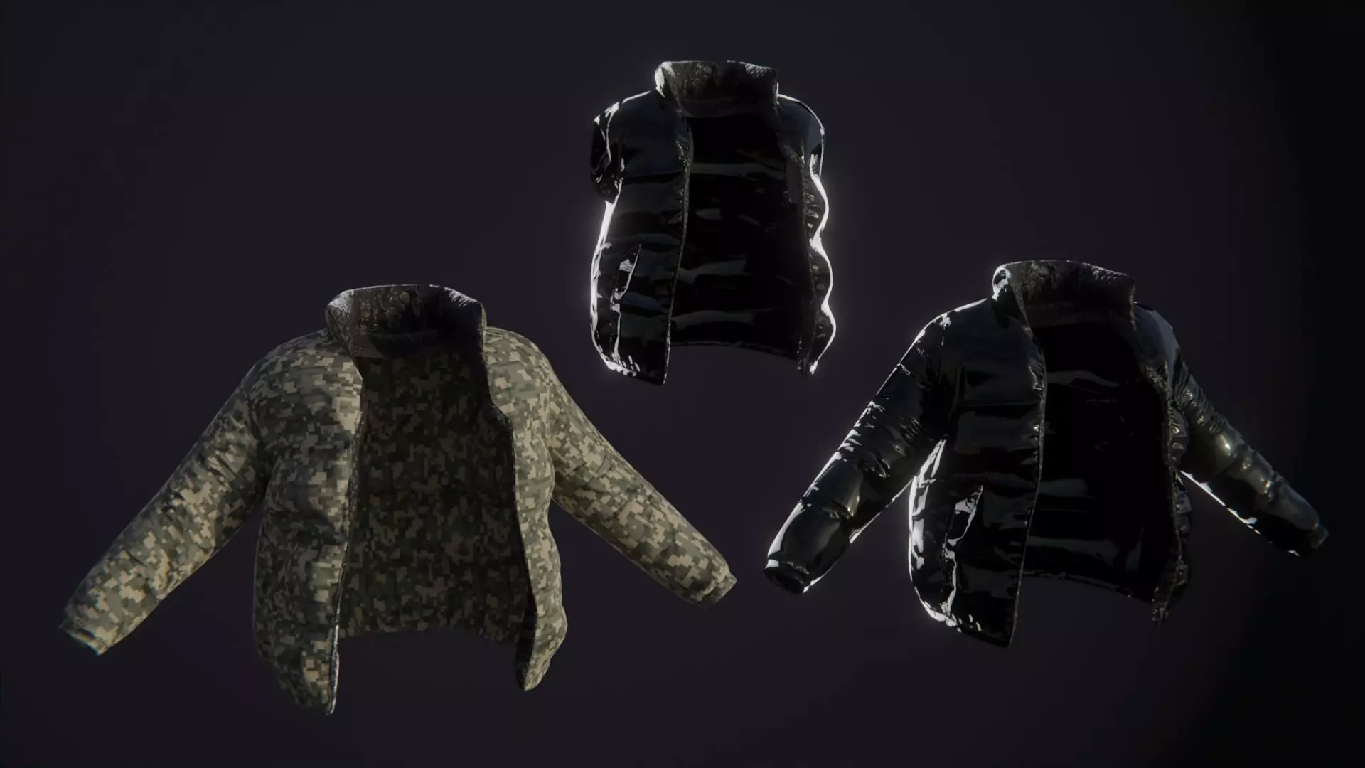 Puffy Jacket and Vest Low-poly 3D model_0