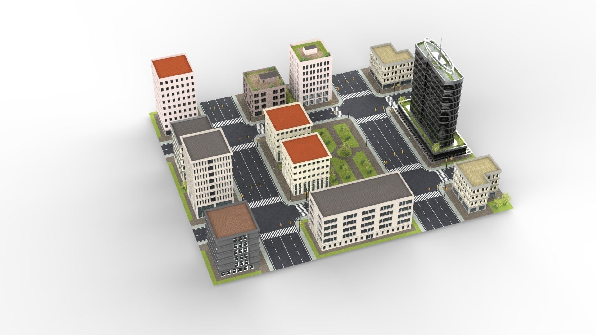 CITY 01 Low-poly 3D model_5