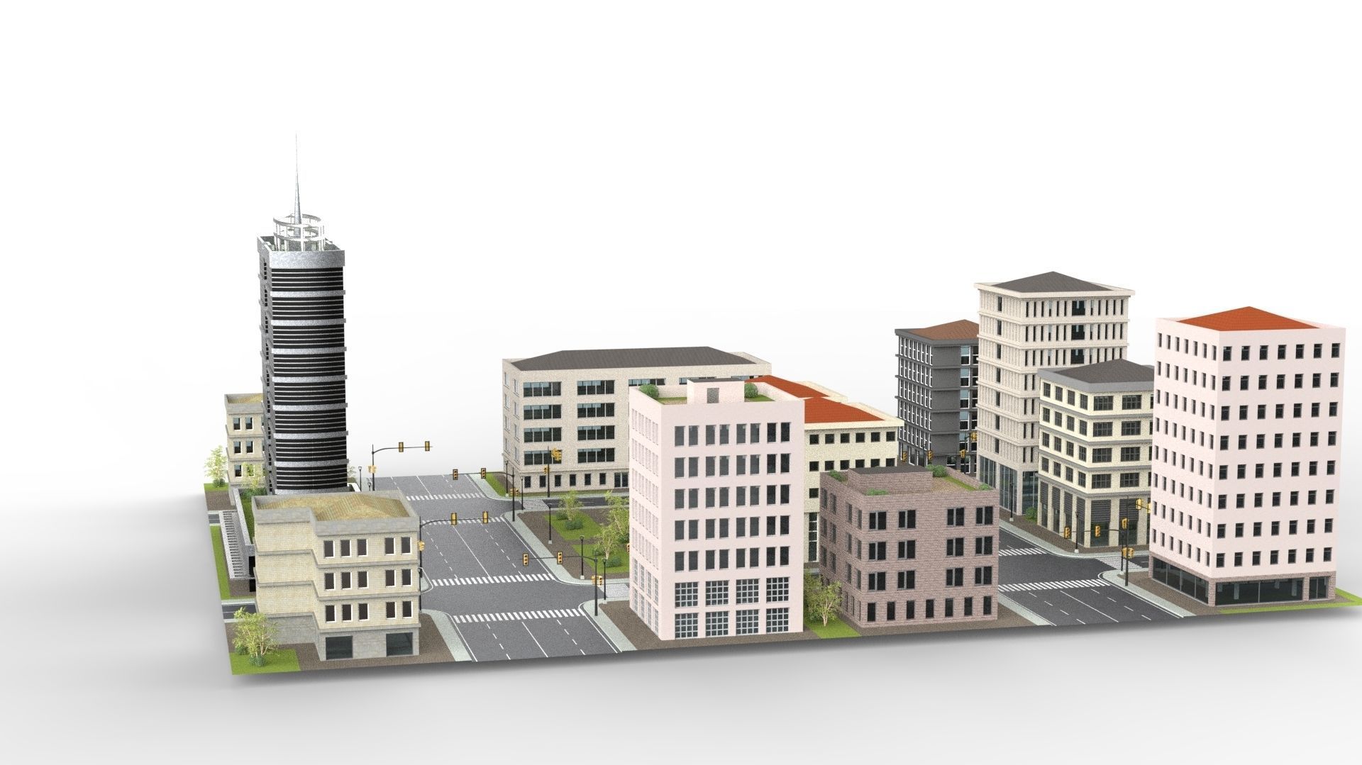 CITY 01 Low-poly 3D model_9
