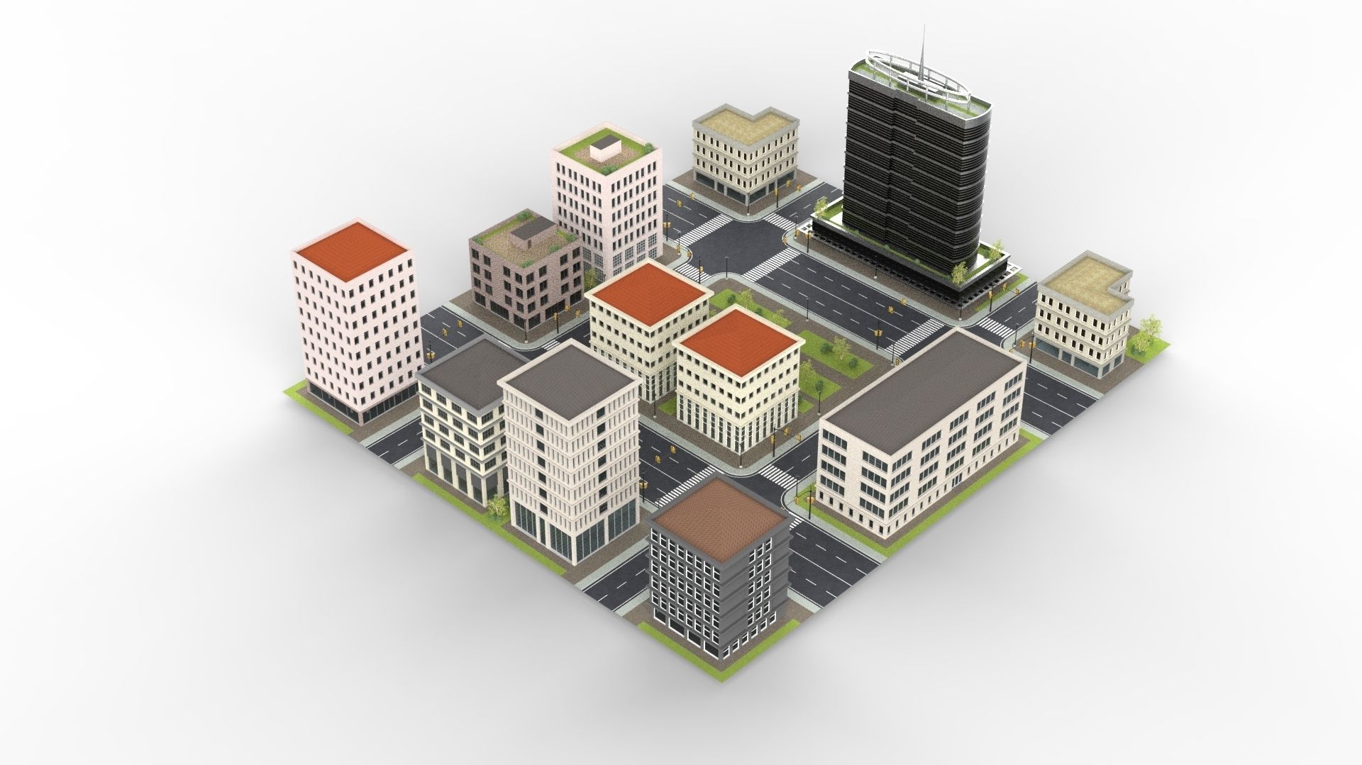 CITY 01 Low-poly 3D model_8