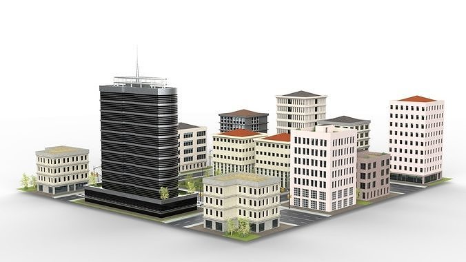 CITY 01 Low-poly 3D model 4