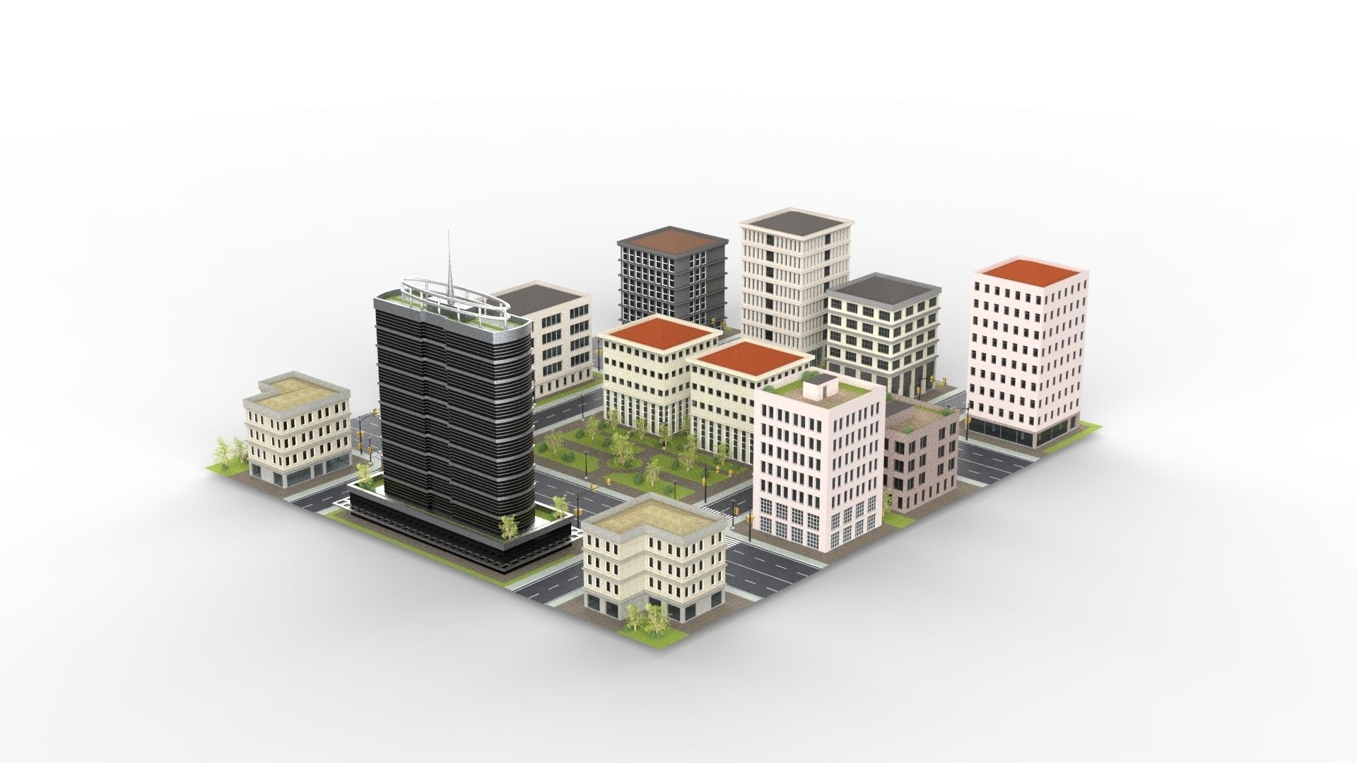 CITY 01 Low-poly 3D model_1