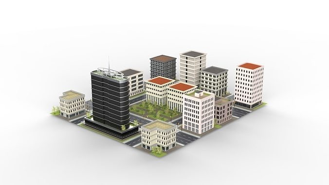 CITY 01 Low-poly 3D model 2