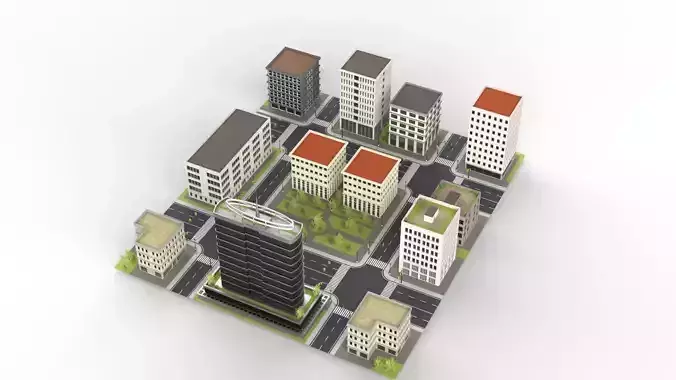 CITY 01 Low-poly 3D model