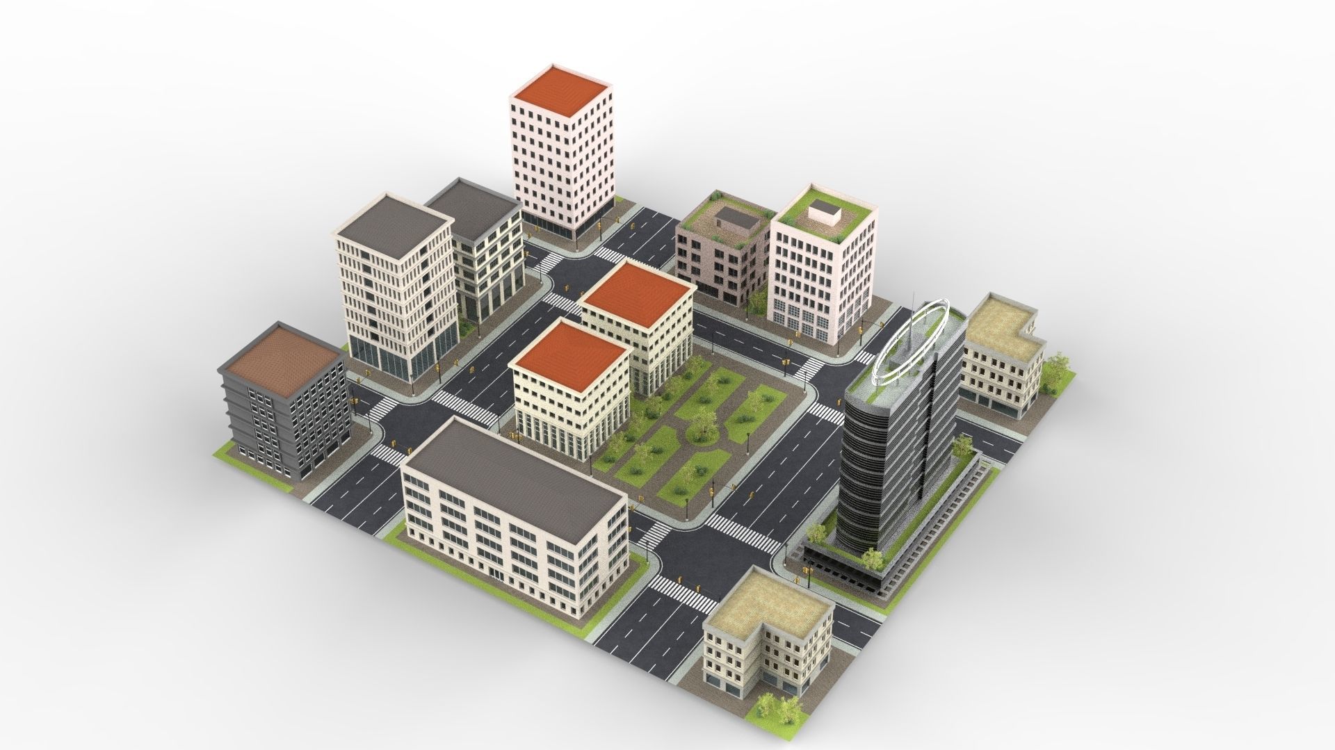 CITY 01 Low-poly 3D model_12