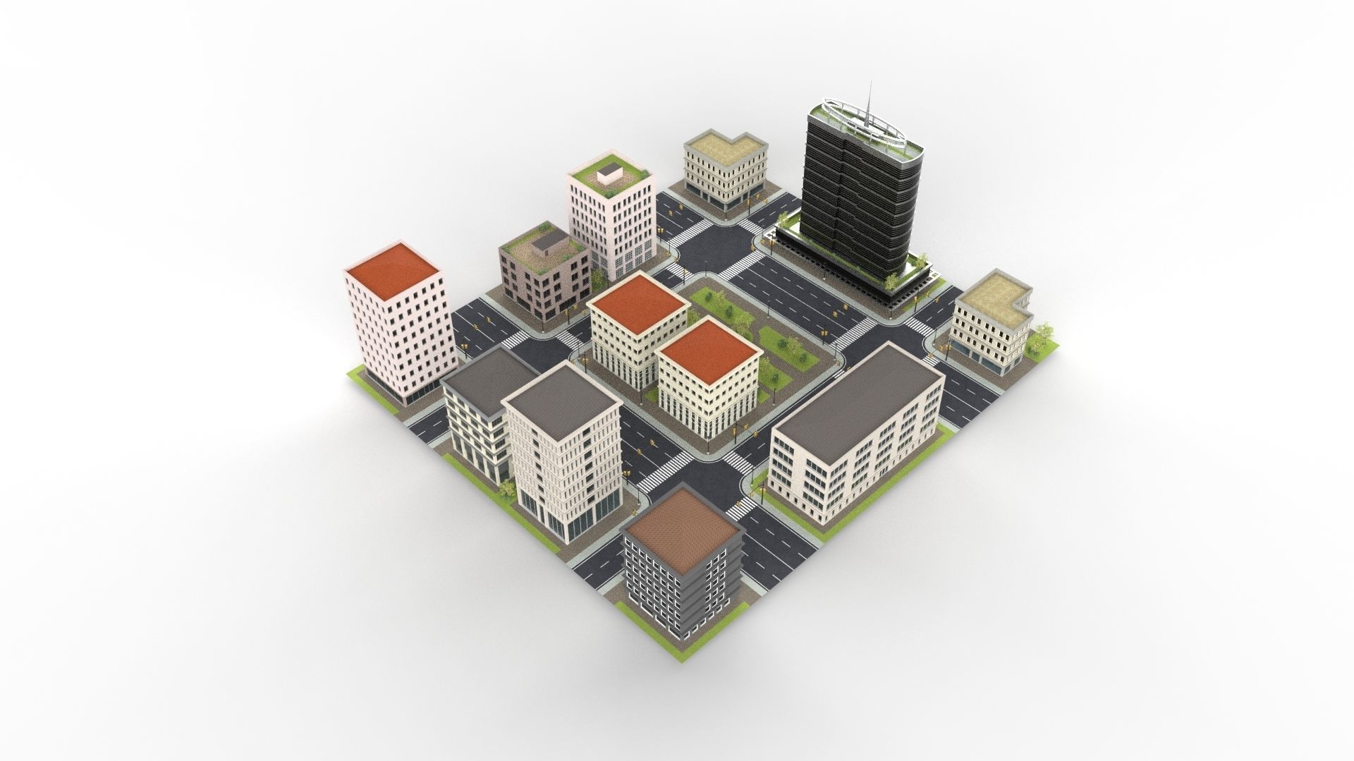 CITY 01 Low-poly 3D model_13